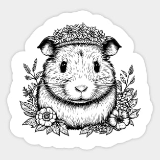 Guinea Pig or Hamster with Floral Crown Sticker